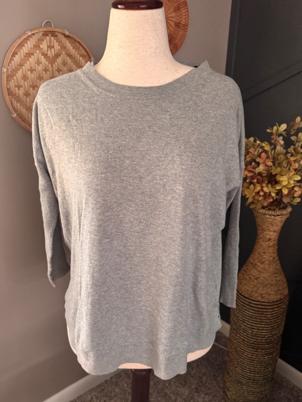 J. Crew Heather grey knit top oversized dolman sleeve casual relaxed fit top